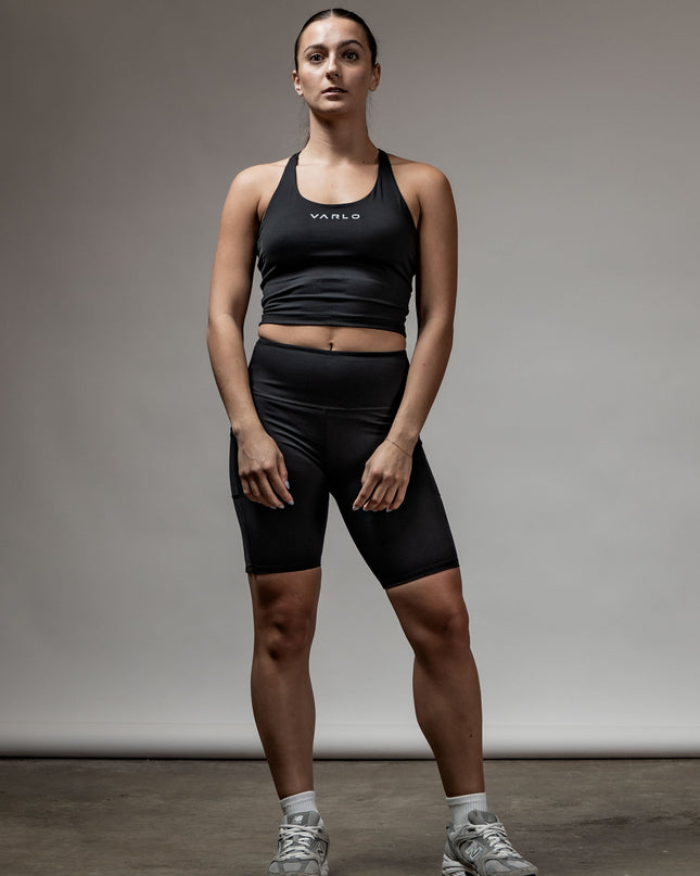 SOHO Women's Technical High Rise Shorts 8" (Black)