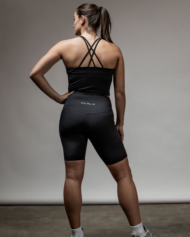 SOHO Women's Technical High Rise Shorts 8" (Black)