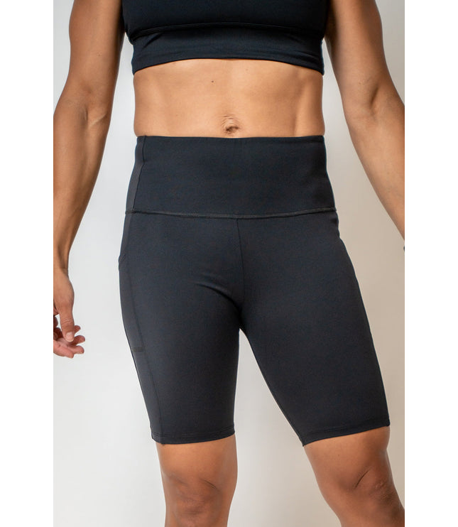 SOHO Women's Technical High Rise Shorts 8" (Black)