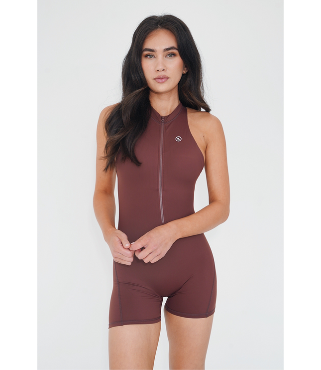 I am Limitless Zipper Bodysuit in Chocolate