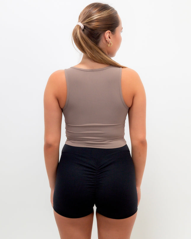 I Am Self Love Ribbed Quick-Dry Butter Taupe Tank