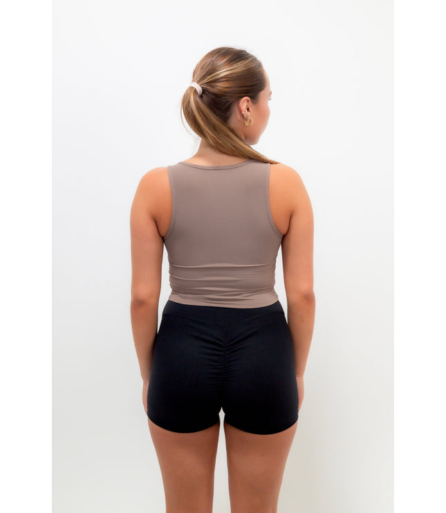 I Am Self Love Ribbed Quick-Dry Butter Taupe Tank