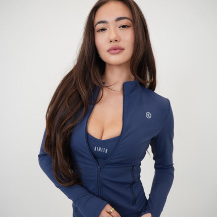 I Live in Luxury Navy Blue Sports Bra