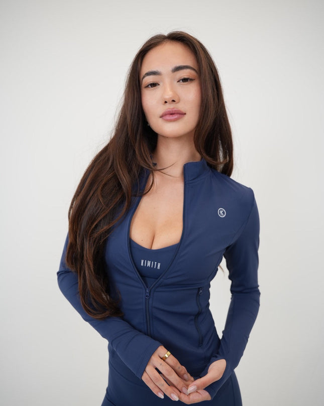 I Live in Luxury Navy Blue Sports Bra