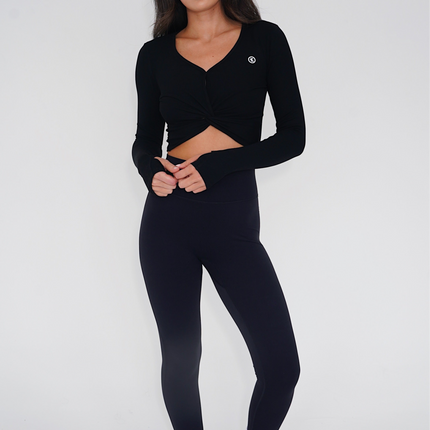 I Release Doubt Buttery Soft Black Long Sleeve Crop Top
