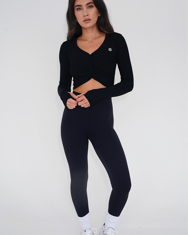 I Release Doubt Buttery Soft Black Long Sleeve Crop Top