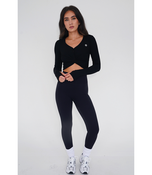 I Release Doubt Buttery Soft Black Long Sleeve Crop Top
