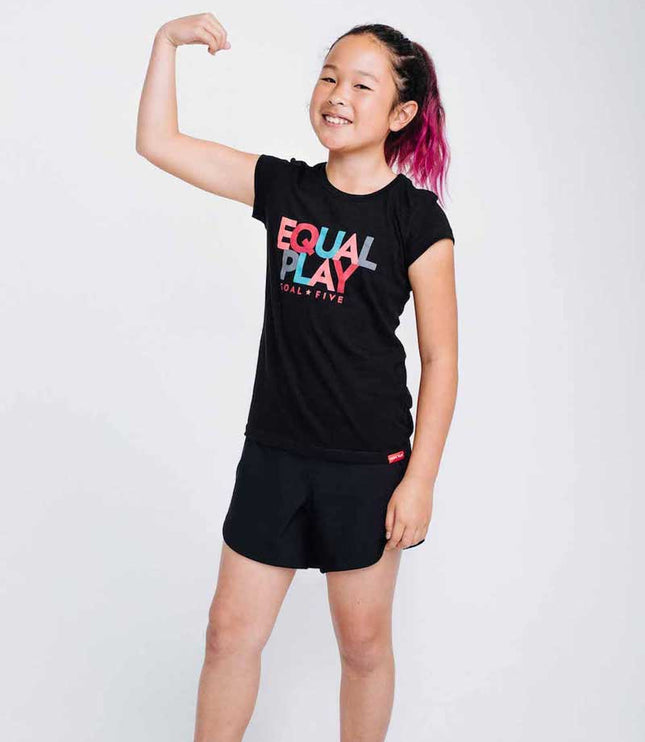 Equal Play Girls' Black T Shirt