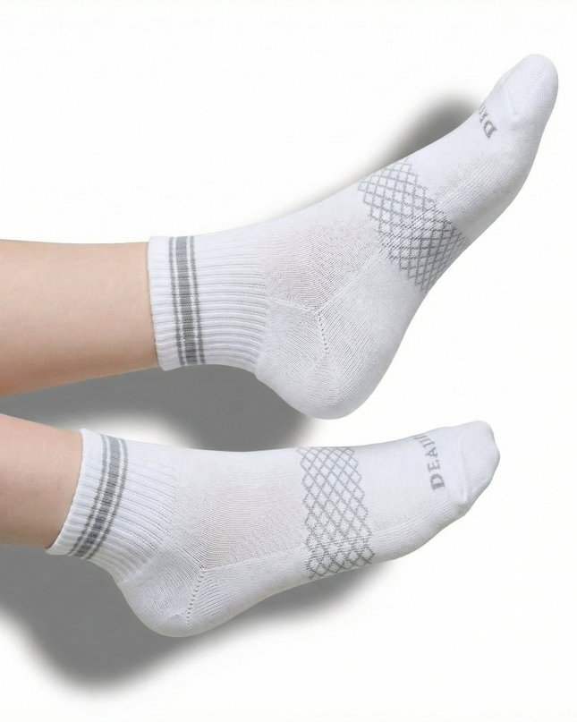 White/Grey Quarter Crew Women's Socks