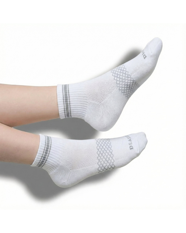 White/Grey Quarter Crew Women's Socks