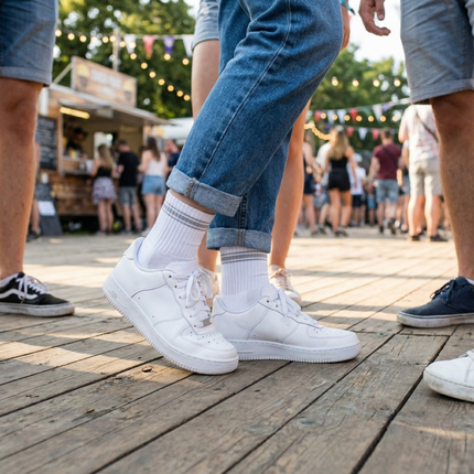 White/Grey Quarter Crew Women's Socks
