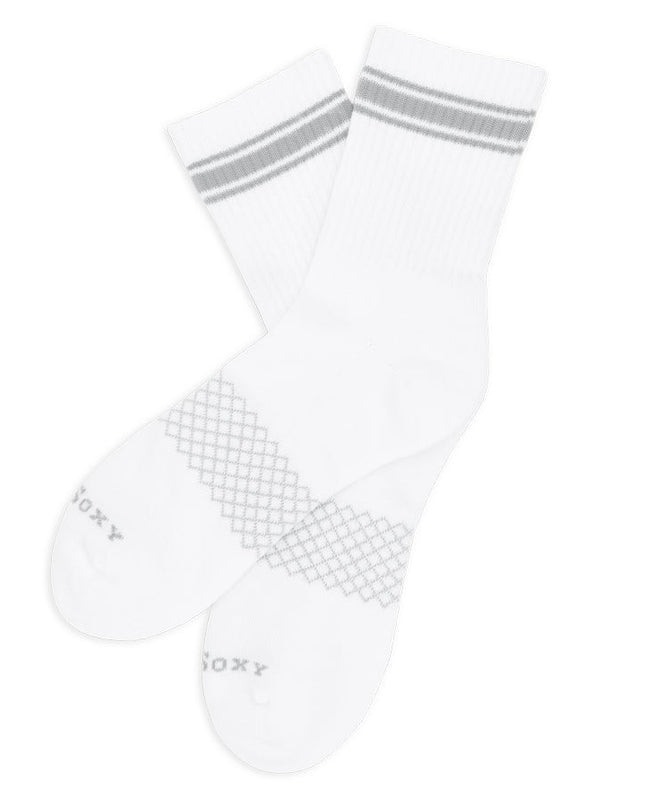 White/Grey Quarter Crew Women's Socks