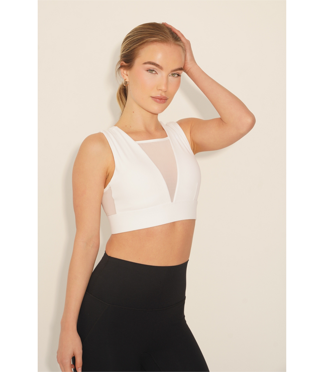 I Am Treasured Mesh Panel Quick Dry Butter White Bra