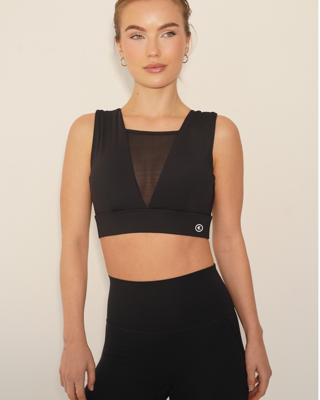 I Am Treasured Mesh Panel Quick Dry Butter Black Bra