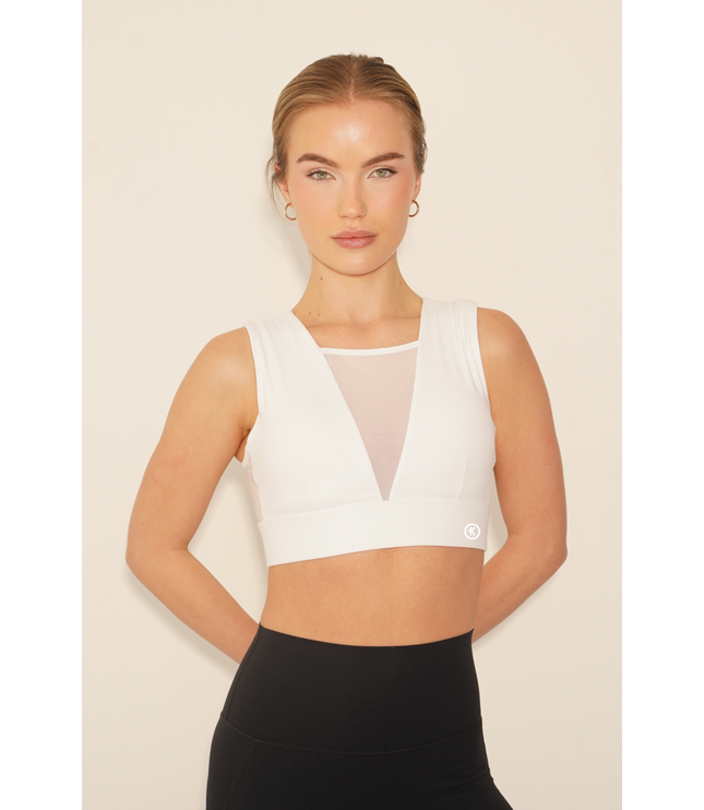 I Am Treasured Mesh Panel Quick Dry Butter White Bra