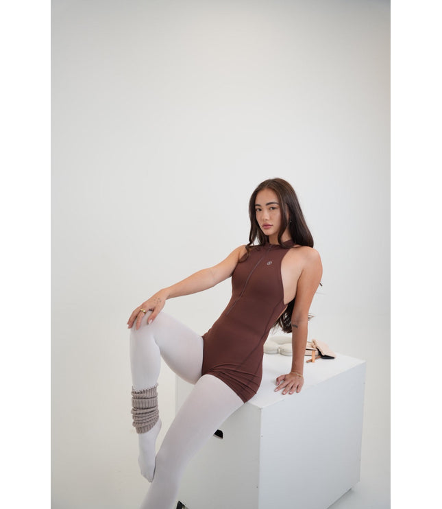 I am Limitless Zipper Bodysuit in Chocolate