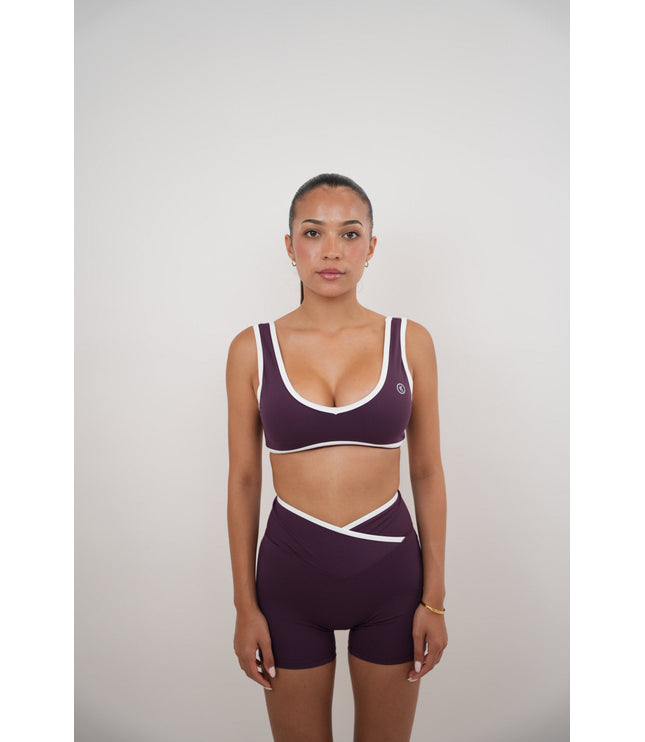 I Am Right Where I Need to Be Plum Butter Sports Bra