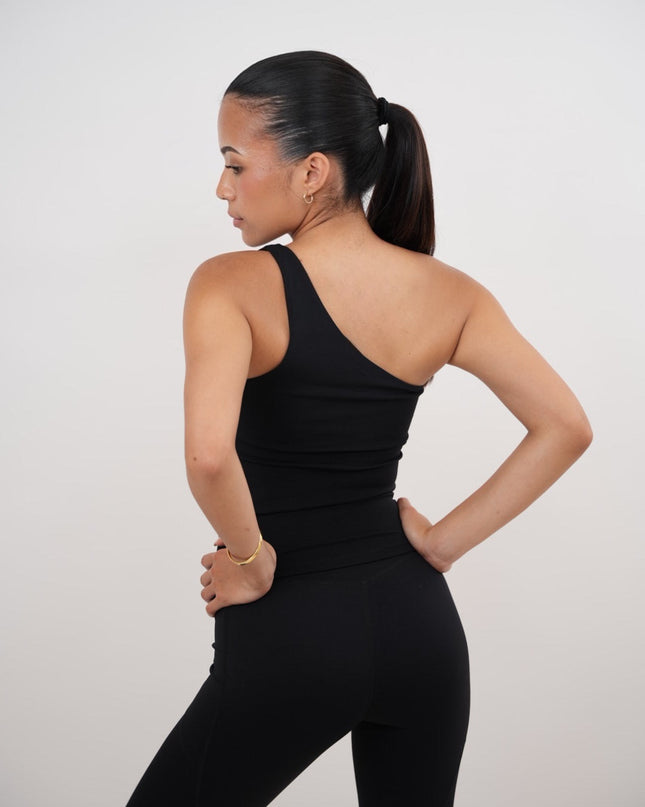 I Am Wealthy Black One Shoulder Top