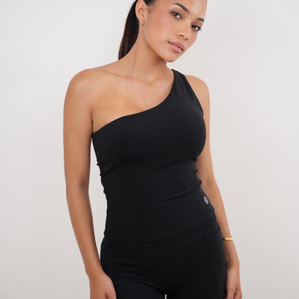 I Am Wealthy Black One Shoulder Top