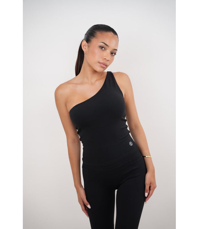 I Am Wealthy Black One Shoulder Top