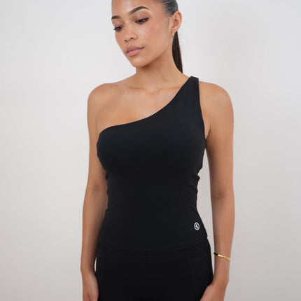 I Am Wealthy Black One Shoulder Top