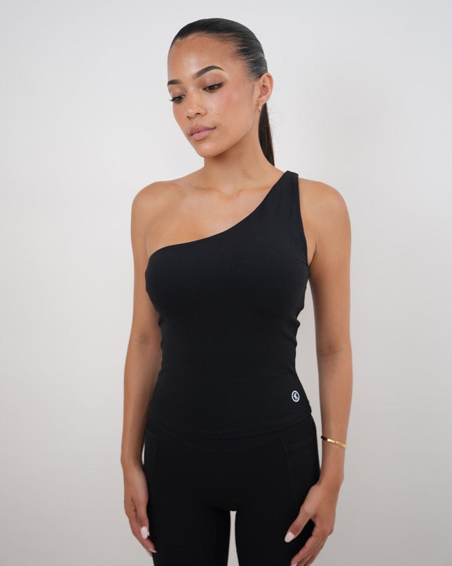 I Am Wealthy Black One Shoulder Top