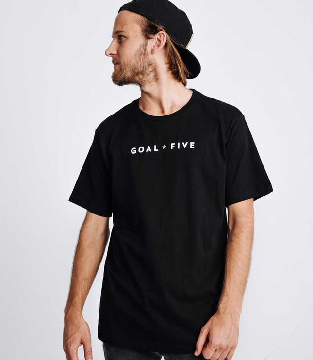 Goal Five Men's Black Cotton T-Shirt