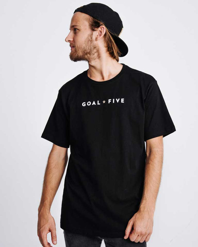 Goal Five Men's Black Cotton T-Shirt