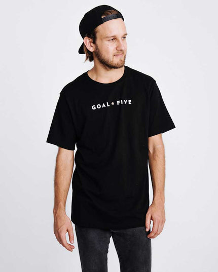 Goal Five Men's Black Cotton T-Shirt