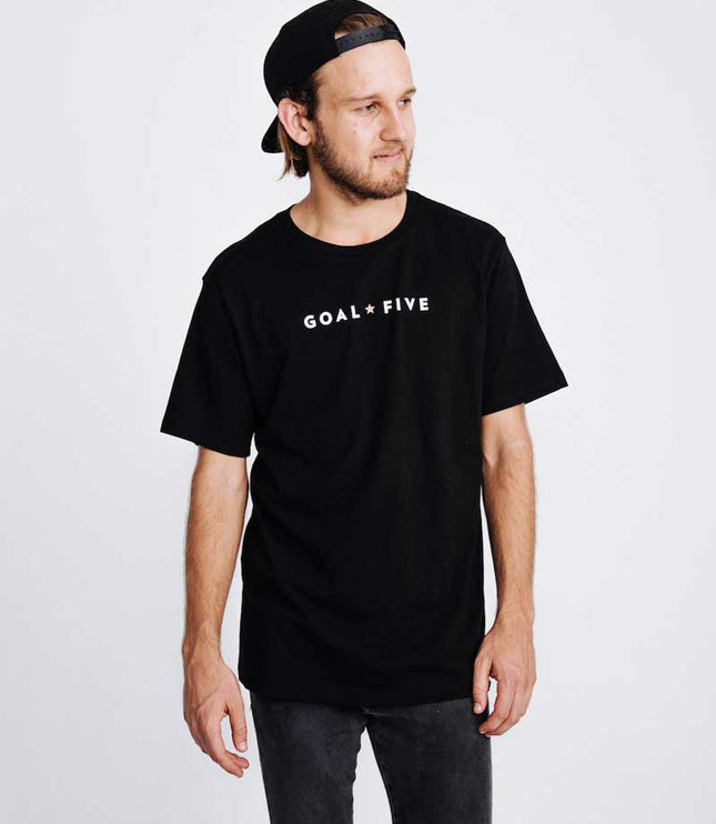 Goal Five Men's Black Cotton T-Shirt