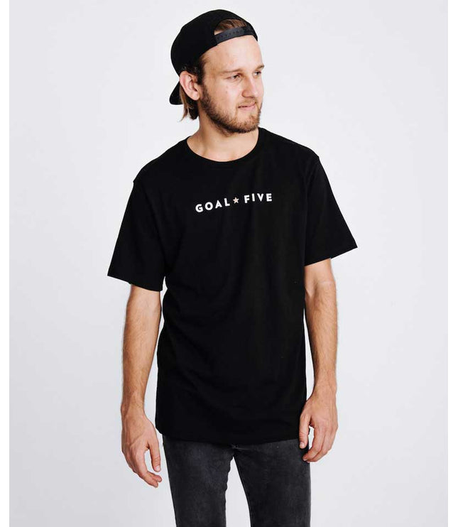 Goal Five Men's Black Cotton T-Shirt