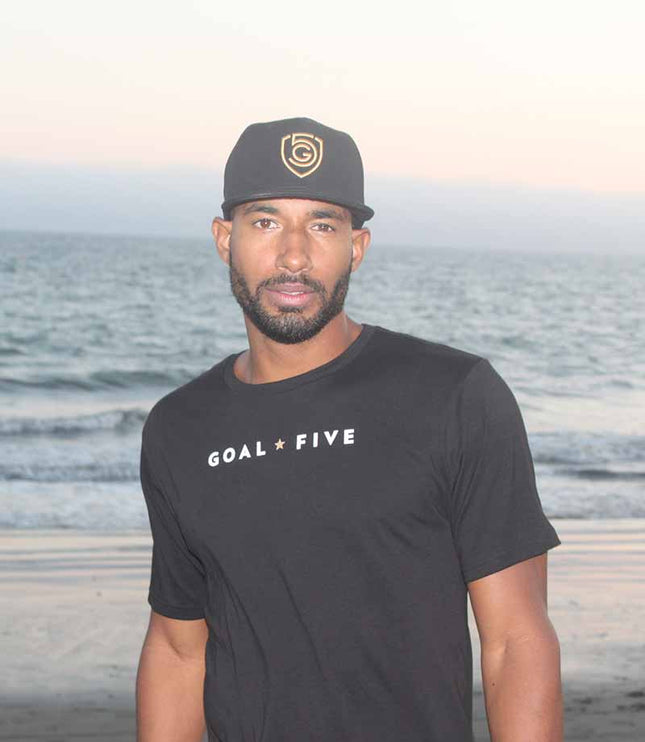 Goal Five Men's Black Cotton T-Shirt