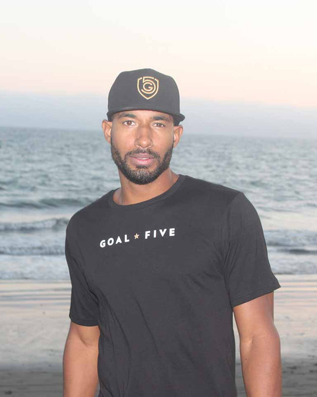 Goal Five Men's Black Cotton T-Shirt