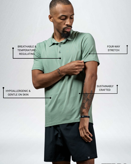 Men's Terra Recovery Polo (Low Light Olive)