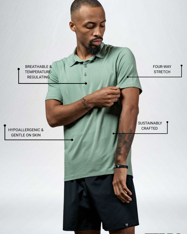 Men's Terra Recovery Polo (Low Light Olive)