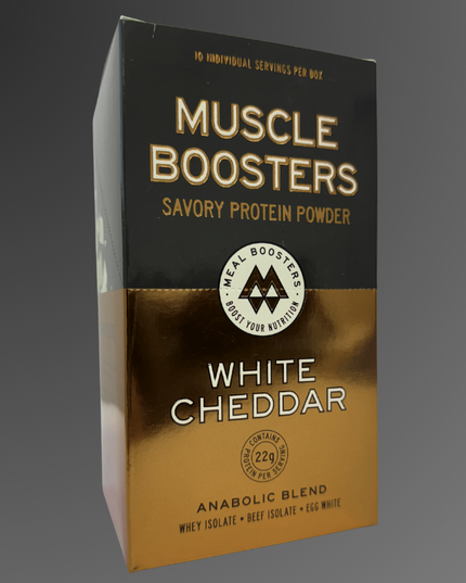 Muscle Boosters White Cheddar Box - Organic Grass-Fed Whey Protein Isolate (10 Single Serve Packs)