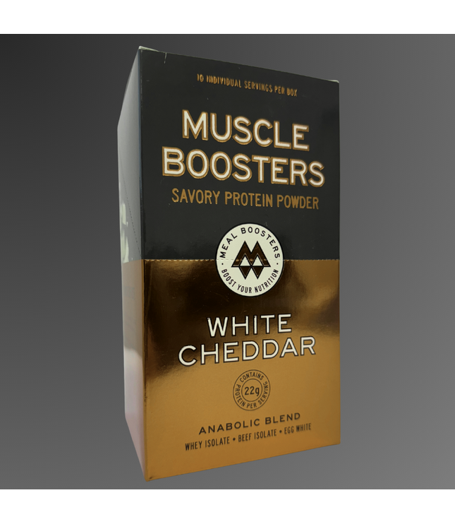 Muscle Boosters White Cheddar Box - Organic Grass-Fed Whey Protein Isolate (10 Single Serve Packs)