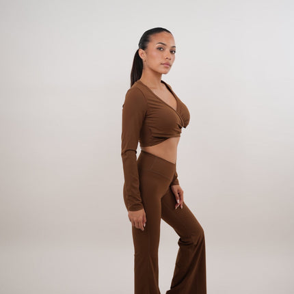 I Am Present Brown Stretch Flare Legging