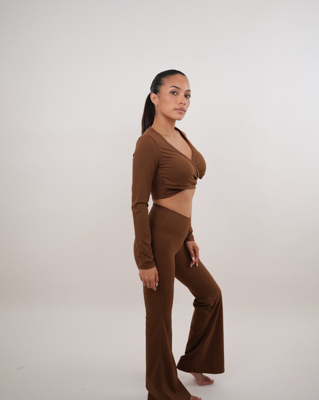 I Am Present Brown Stretch Flare Legging
