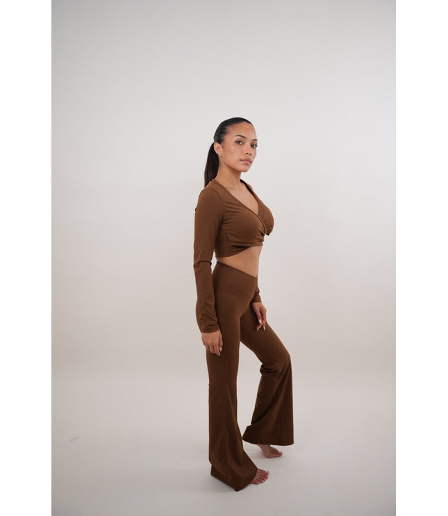 I Am Present Brown Stretch Flare Legging