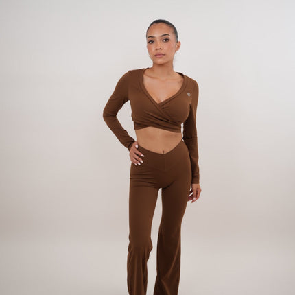 I Am Present Brown Stretch Flare Legging