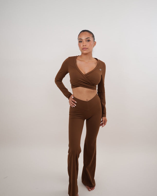 I Am Present Brown Stretch Flare Legging
