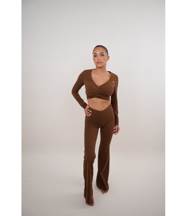 I Am Present Brown Stretch Flare Legging