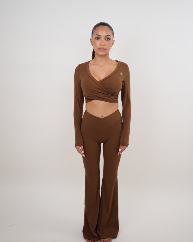 I Am Present Brown Stretch Flare Legging