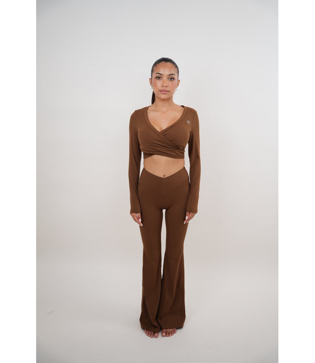 I Am Present Brown Stretch Flare Legging