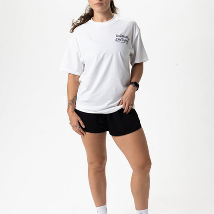 RUN HARD TEE, UNISEX - WHITE