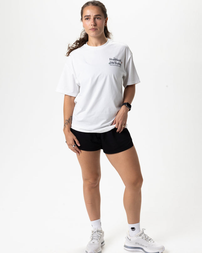 RUN HARD TEE, UNISEX - WHITE