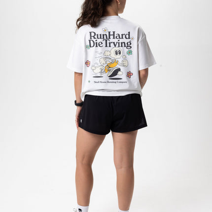 RUN HARD TEE, UNISEX - WHITE