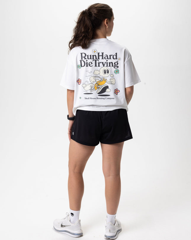 RUN HARD TEE, UNISEX - WHITE