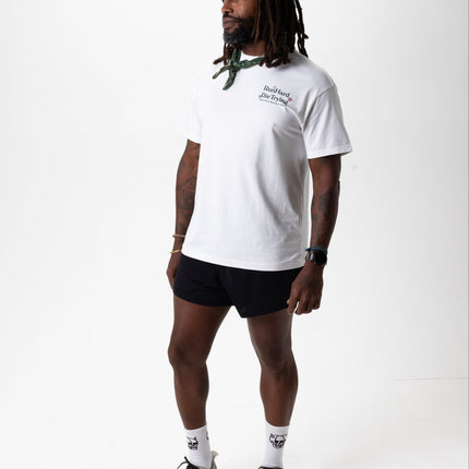RUN HARD TEE, UNISEX - WHITE